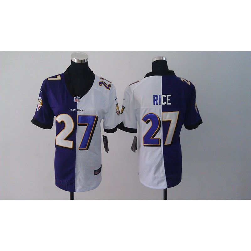 Cheap Ray Rice Ravens Jersey #27 Purple-White From China Split