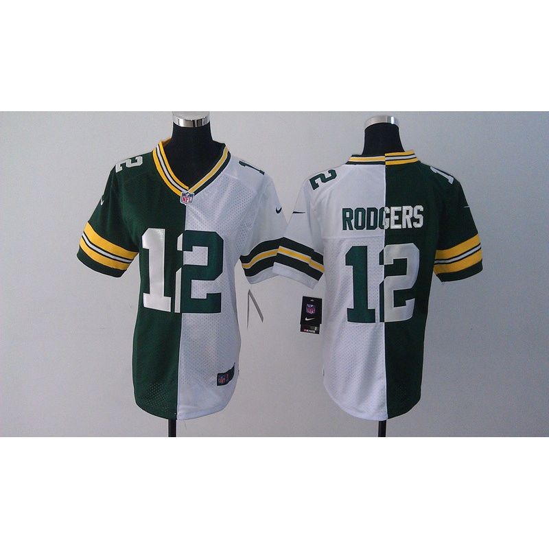 Cheap Aaron Rodgers Packers Jersey #12 Green-White From China Split