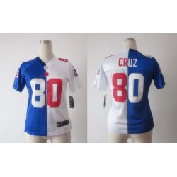 Cheap Victor Cruz Giants Jersey #80 Blue-White From China Split