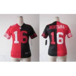 Cheap Joe montana 49ers Jersey #16 Red-Black From China Split