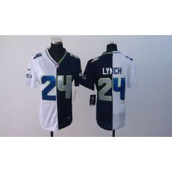 Cheap Marshawn Lynch Seahawks Jersey #24 White-Blue From China Split