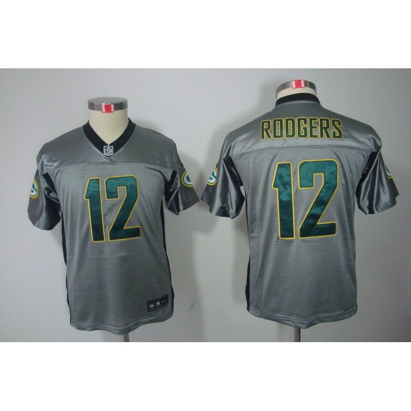 Cheap Aaron Rodgers Packers Youth Jersey #12 Grey From China Grey Shadow