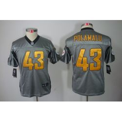 Cheap Troy Polamalu Steelers Youth Jersey #43 Grey From China Grey Shadow