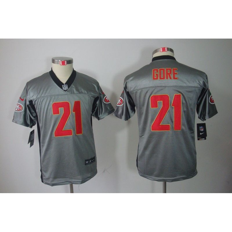 Cheap Frank Gore 49ers Youth Jersey #21 Grey From China Grey Shadow
