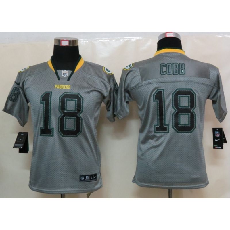 Cheap Randall Cobb Packers Youth Jersey #18 Grey From China Lights Out