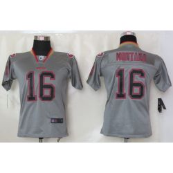 Cheap Joe Montana 49ers Youth Jersey #16 Grey From China Lights Out