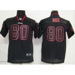 Cheap Jerry Rice 49ers Youth Jersey #80 Black From China Lights Out