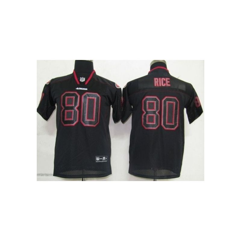 Cheap Jerry Rice 49ers Youth Jersey #80 Black From China Lights Out