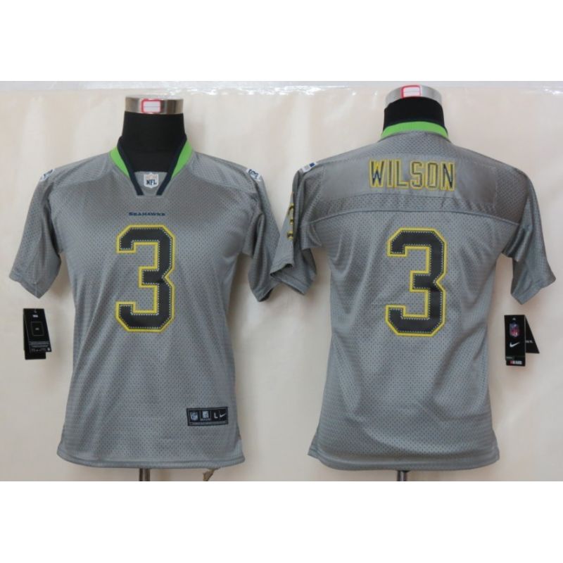 Cheap Russell Wilson Seahawks Youth Jersey #3 Grey From China Lights Out