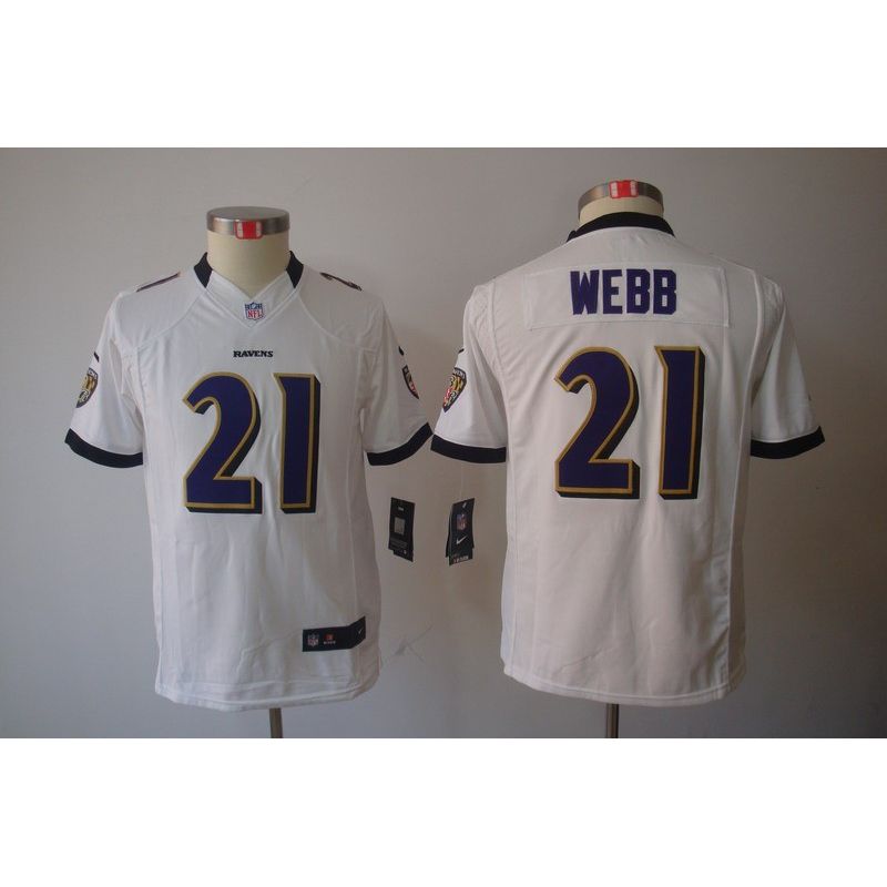 Cheap Lardarius Webb Ravens Youth Jersey #21 White From China Limited