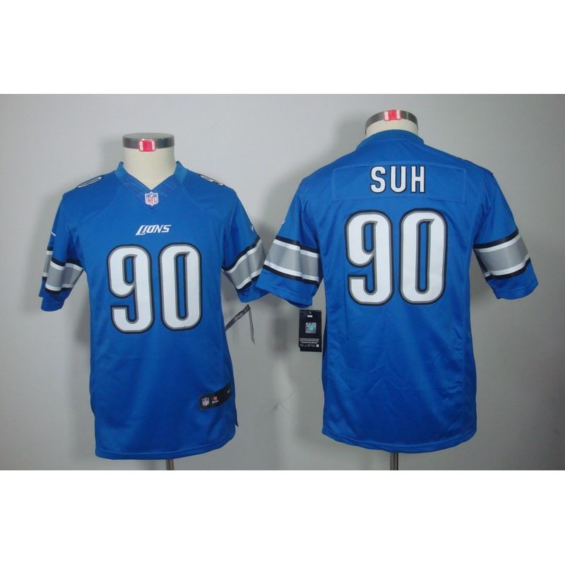 Cheap Ndamukong Suh Lions Youth Jersey #90 Blue From China Limited