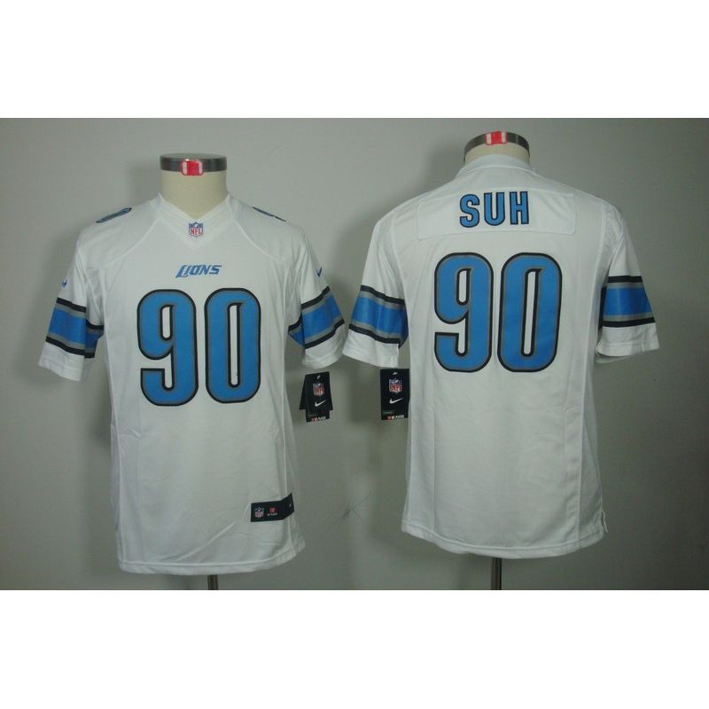 Cheap Ndamukong Suh Lions Youth Jersey #90 White From China Limited