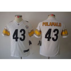 Cheap Troy Polamalu Steelers Youth Jersey #43 White From China Limited