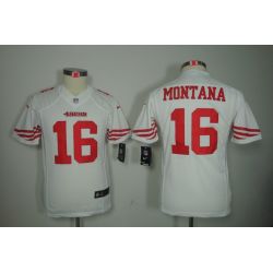Cheap Joe Montana 49ers Youth Jersey #16 White From China Limited