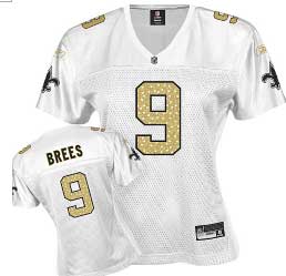 [Women's Sweetheart] New Orleans Saints #9 Drew Brees (White) S