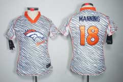 [Women's Game Zebra Fashion] Denver Broncos #18 Peyton Manning L