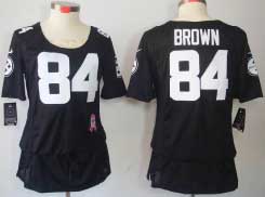 [Women's Breast Cancer Awareness Dress] Pittsburgh Steelers #84 Antonio Brown (Black,) S