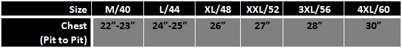 Mens Jersey Sizes