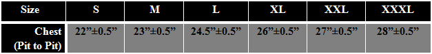 Mens Jersey Sizes