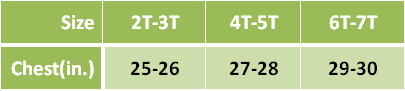 Toddlers Football Jersey Sizing Chart